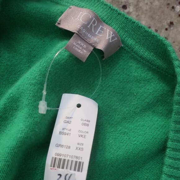 NWT Womens J.Crew Green V-Neck 100% Cashmere Sleeveless Pullover Sweater XXS - Picture 5 of 6